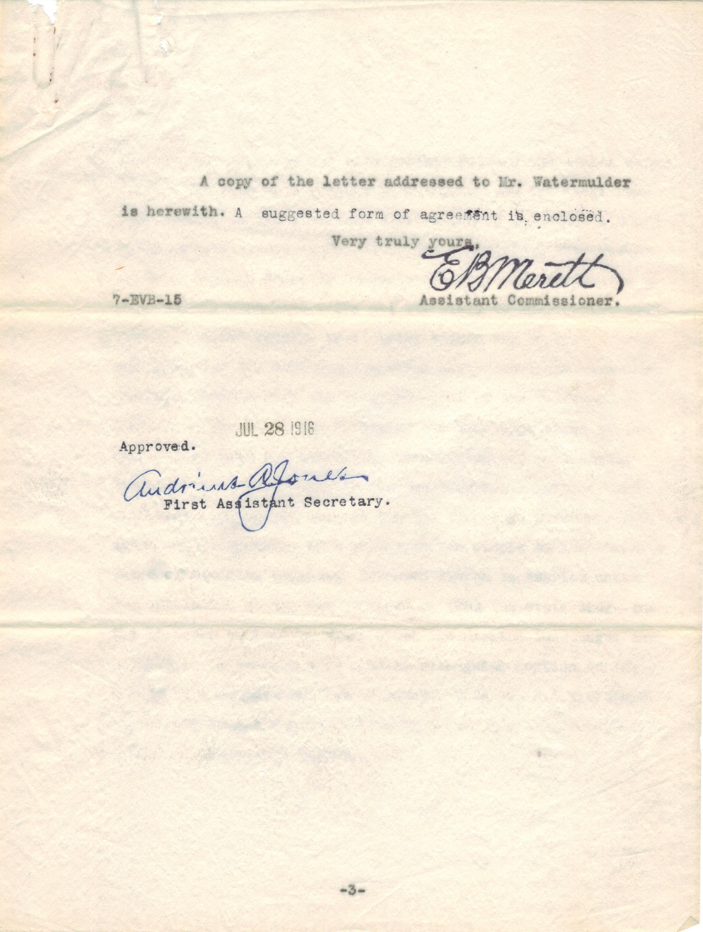 July 24, 1916: Advice regarding cemetay land transfer (3)